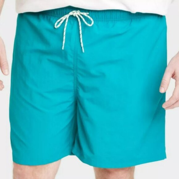 Men's Big & Tall 7" Swim Trunks - Goodfellow & Co™ Aqua Blue 4XL - NWT - Picture 1 of 3